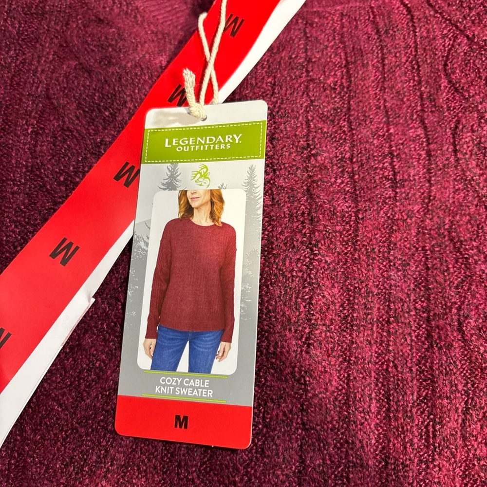 Legendary Outfitters Women's Cozy Cable Knit Sweater, Garnet, Size M